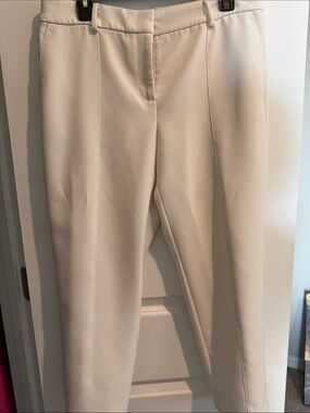 Ann Taylor Cream Tie-Waist Cropped Pants